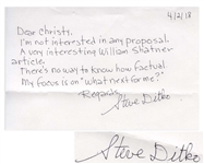 Steve Ditko Autograph Note Signed -- what next for me?